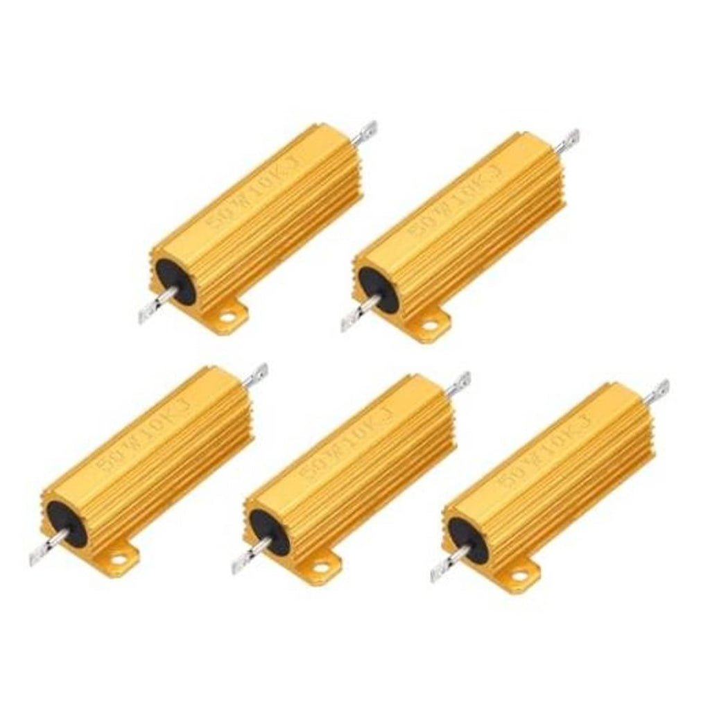 Gold wirewound power resistor with aluminum housing and two mounting ears