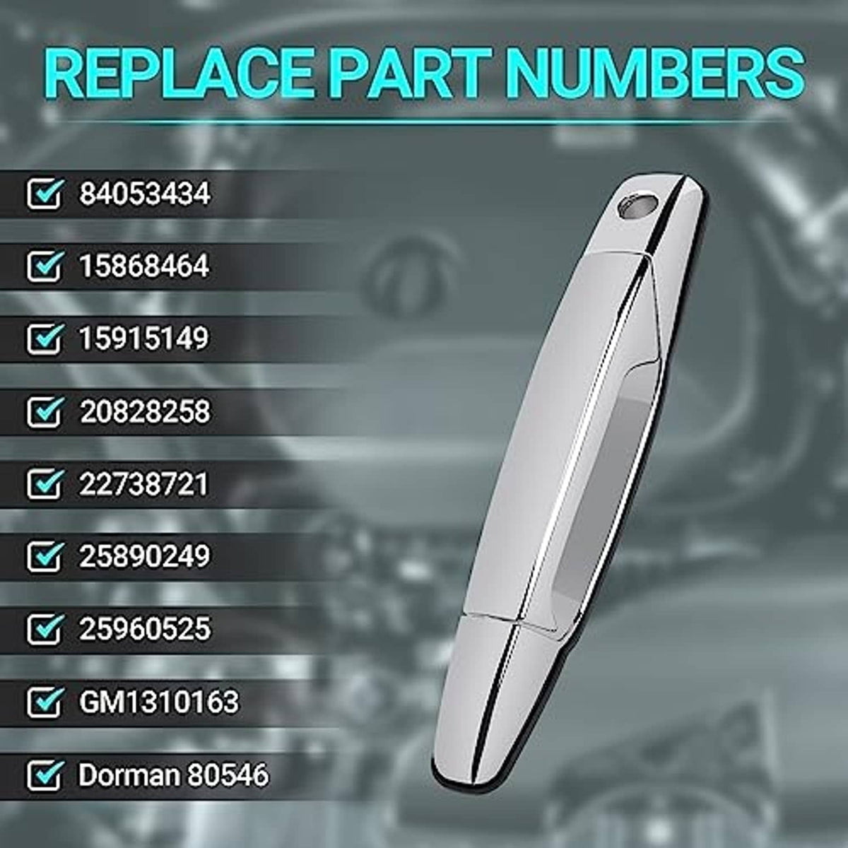 Chrome exterior door handle replacement, front driver side