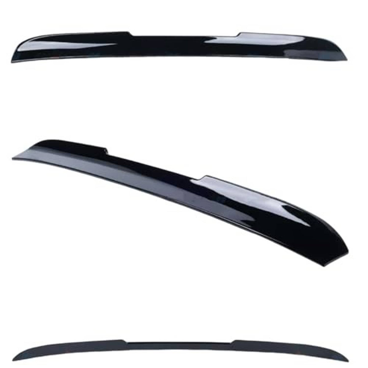 Gloss black ABS rear spoiler visor wing pair, curved profile