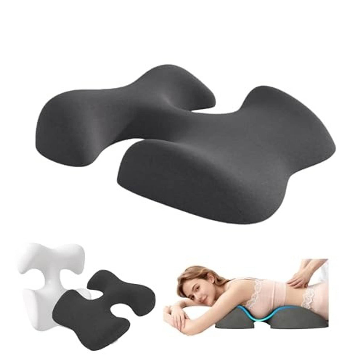 Dark gray breast pillow with matching insert pieces for face-down chest support