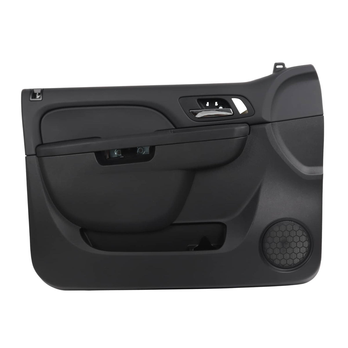 Front door interior trim panel, driver side, black, with handle recess and speaker grille
