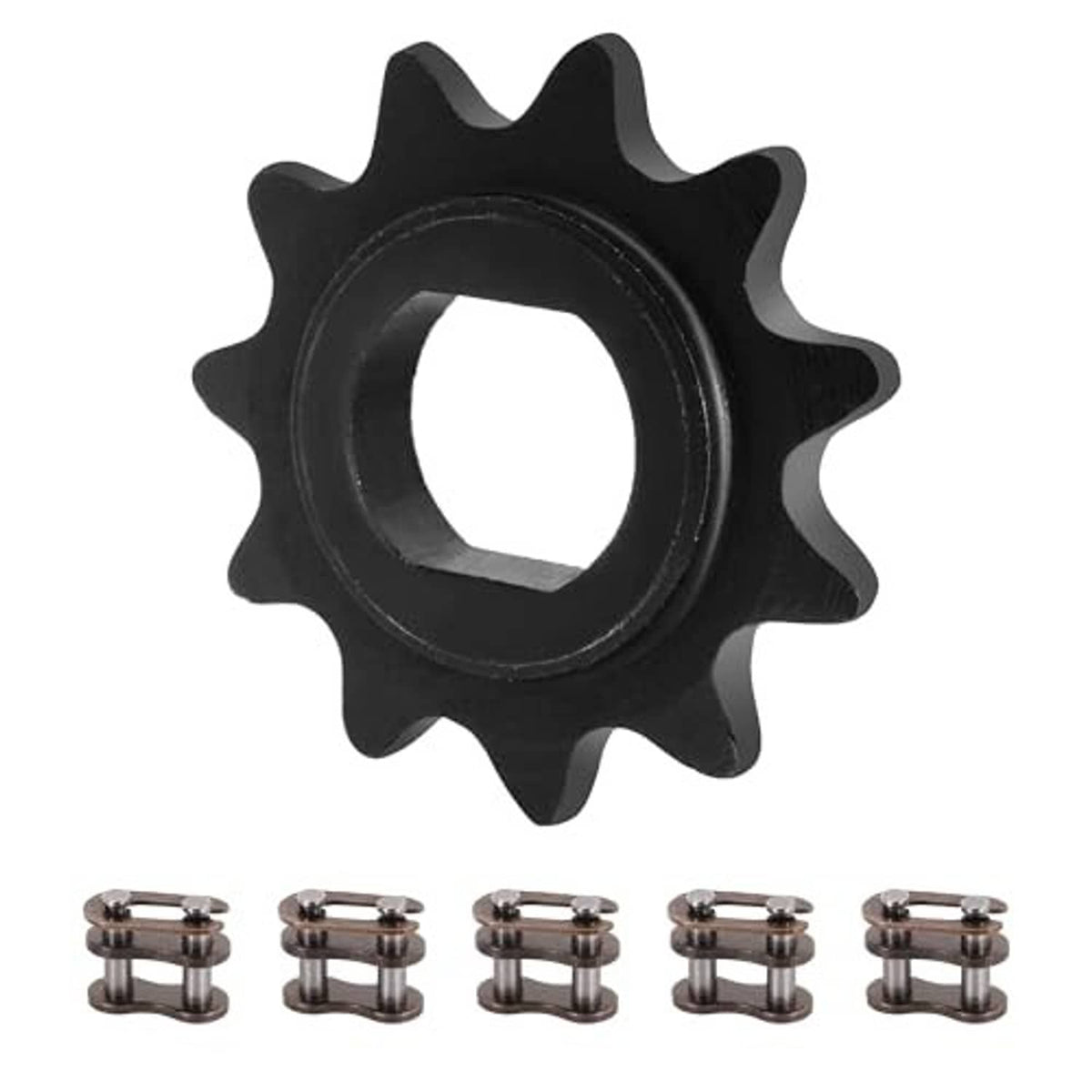 Black 11T motor sprocket gear with center opening and toothed outer ring