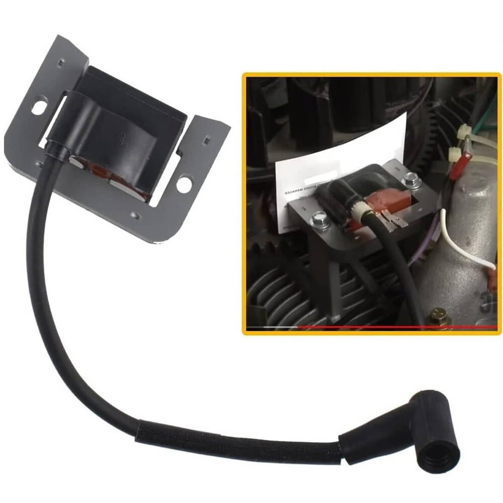 Ignition module with black coil and cable, bracket end with mounting holes