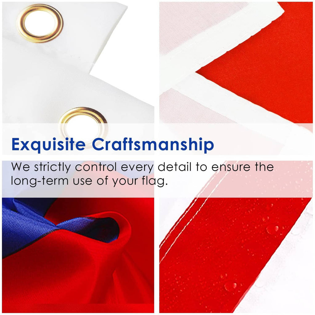 Close-up Union Jack flag fabric with red cross, white borders, blue background