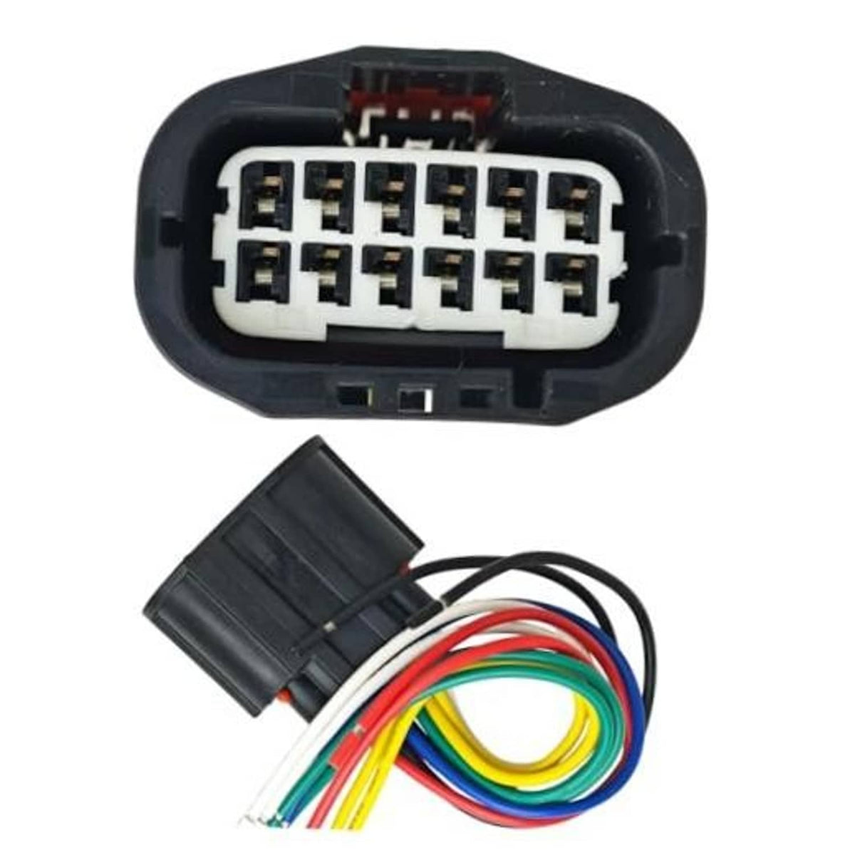12-wire HID/LED headlight connector pigtail, multi-pin plug with wire harness