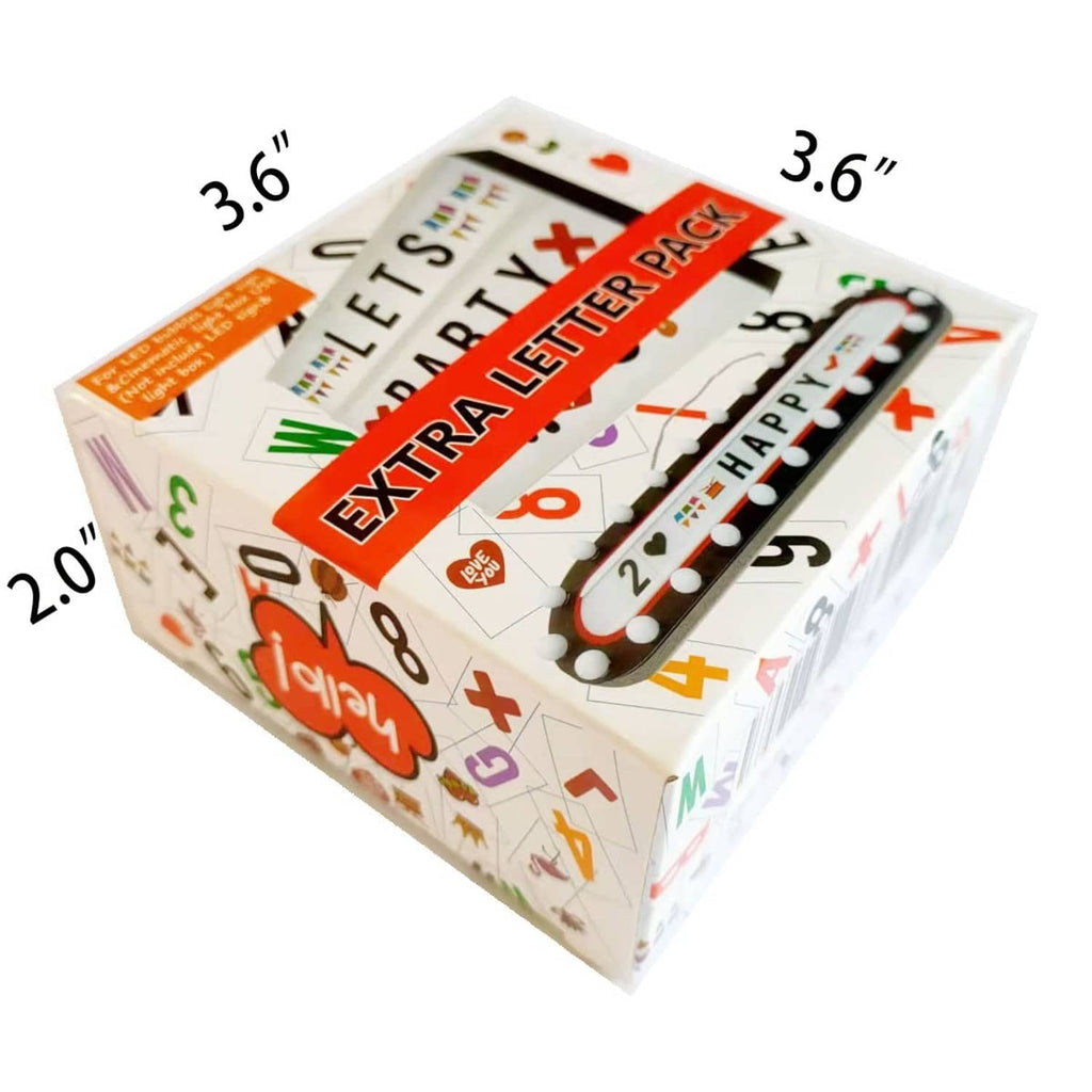 Multi-pack letter sticker set in retail box with assorted letter and symbol designs