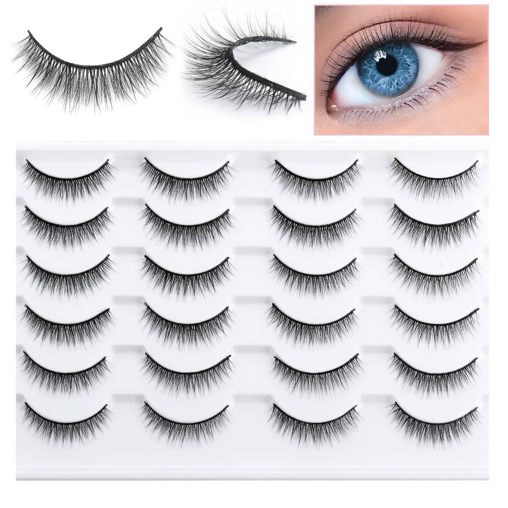 Wispy short strip false eyelashes with natural-looking lash strands
