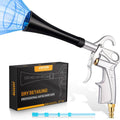 Car dry detailing air blower gun with black tube and silver trigger grip, brass nozzle end