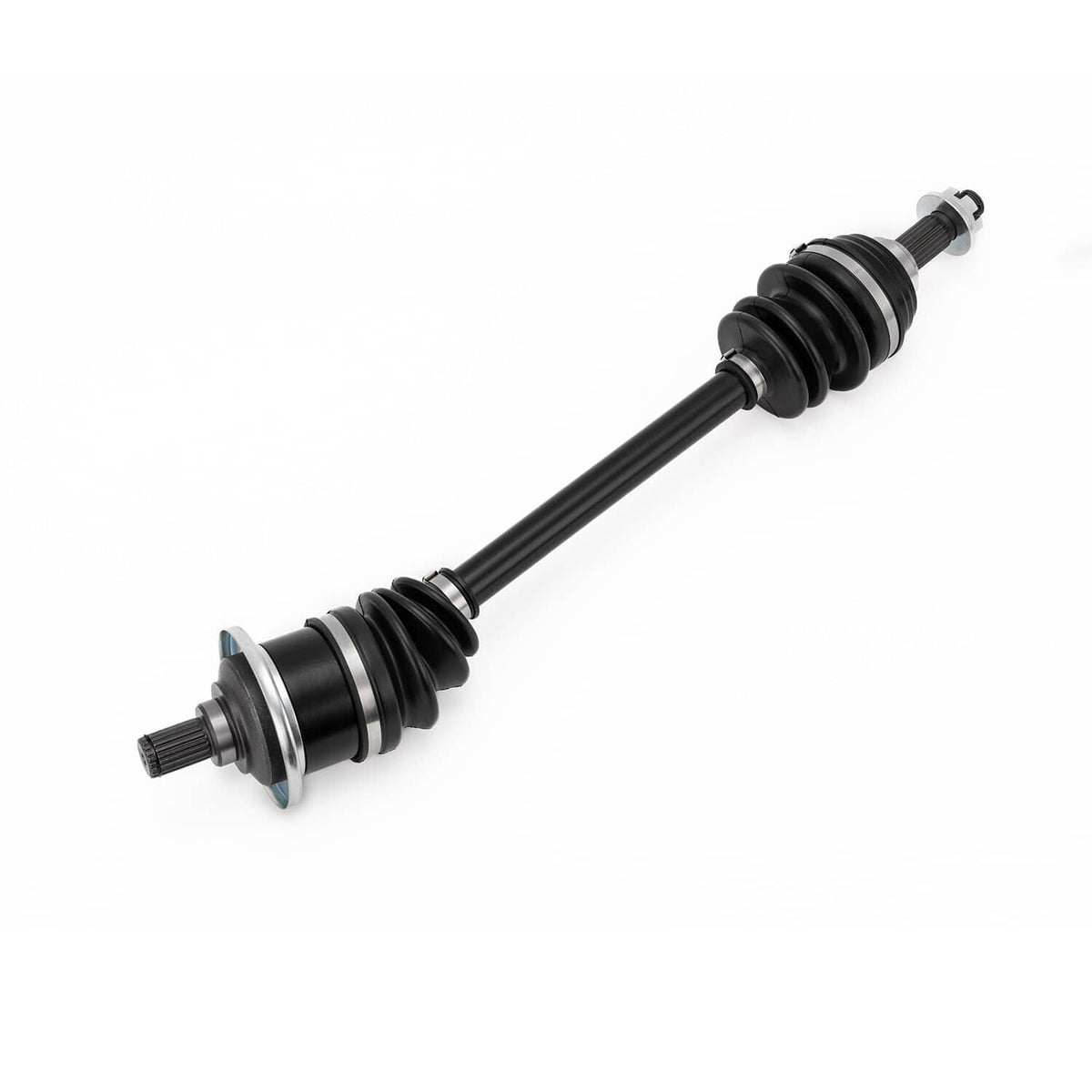 Rear CV joint axle shaft with black boots and splined ends for left/right fitment