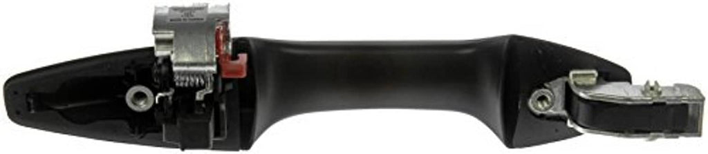Rear exterior door handle with metal latch, screw holes, and mounting hardware