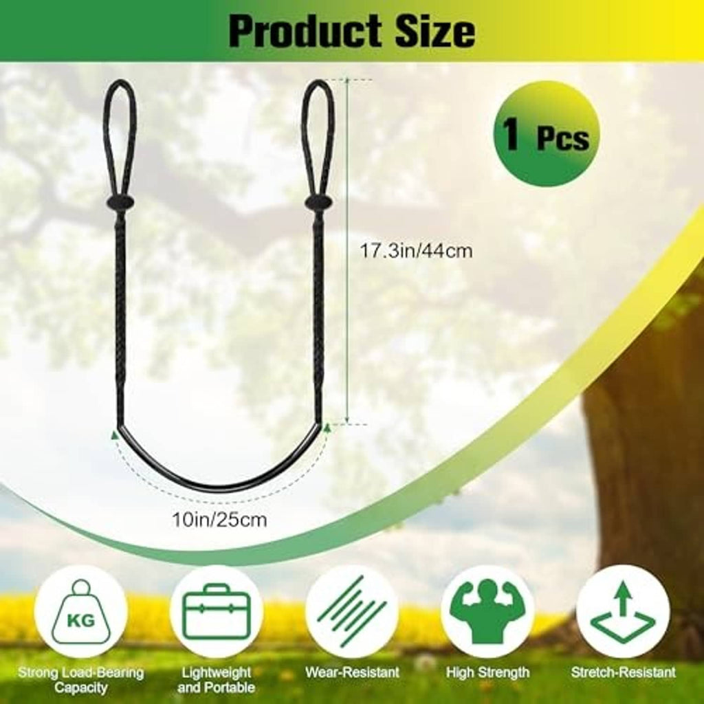 Black single-step climbing stick aider with rope loops and curved tube step