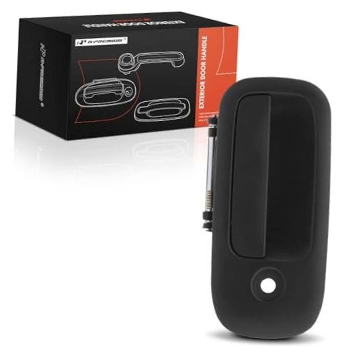 Black exterior door handle, ABS plastic, streamlined shape