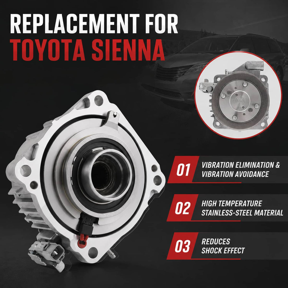 Rear differential viscous coupler replacement with circular sealing face and side fins