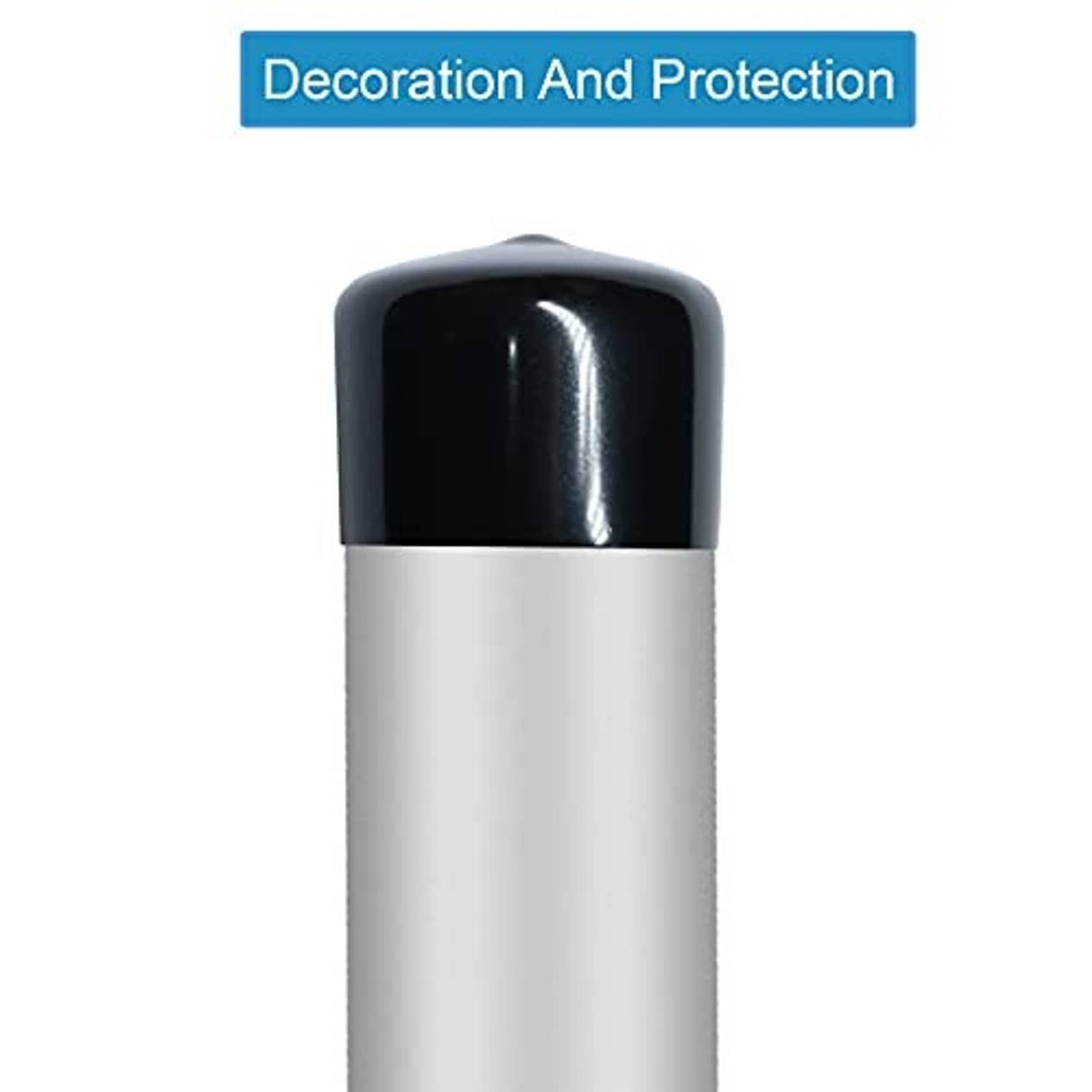 Round rubber cap on tube top, dark blue/black, decorative protection