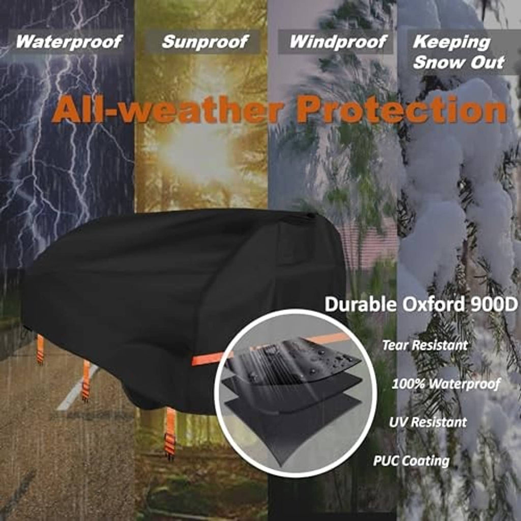 Black Oxford 900D log splitter cover with orange stripe, tear-resistant and waterproof