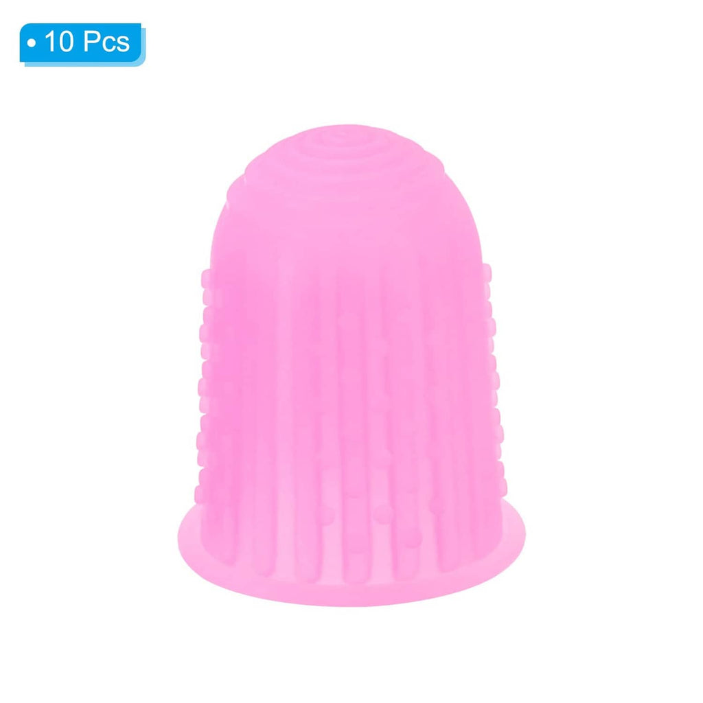 Pink silicone finger tip cover with ribbed interior and open cuff