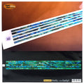 Guitar inlay sticker strip, teal and blue band with black stripes, 3mm width