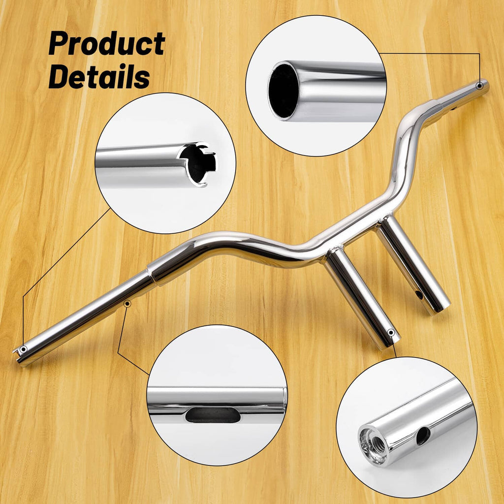 Chrome MX T-bar handlebar with visible ends and tubing detail, close-up view
