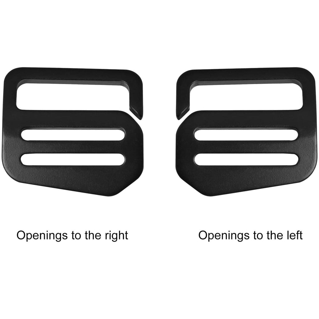 Pair of black wave button buckles with openings to the right and left