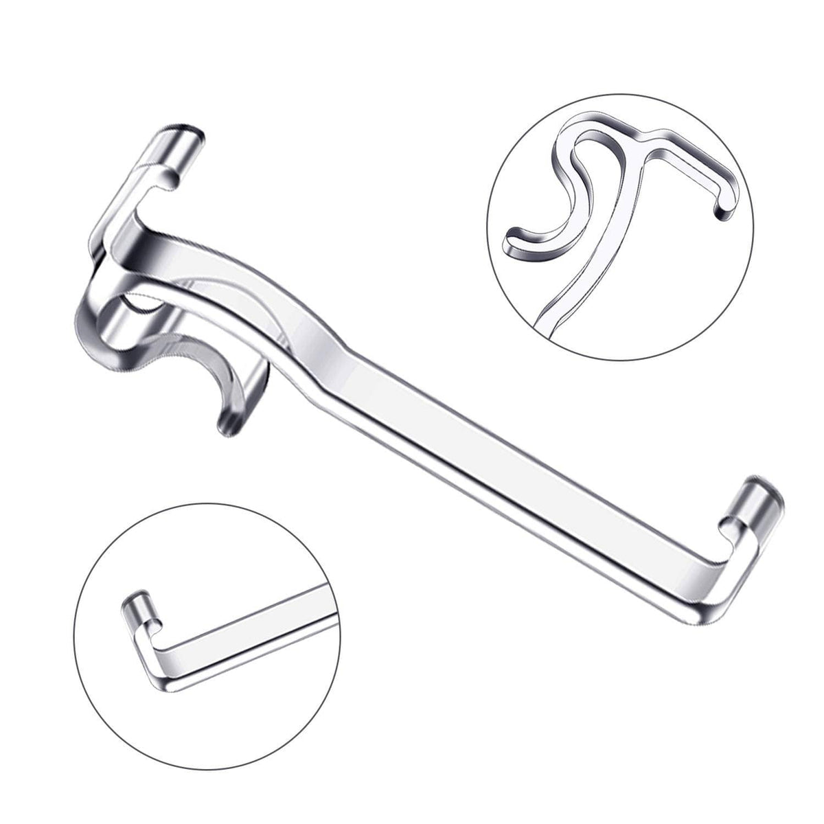 Silver metal valance retainer clips for blinds, long bar with U-shaped hooks