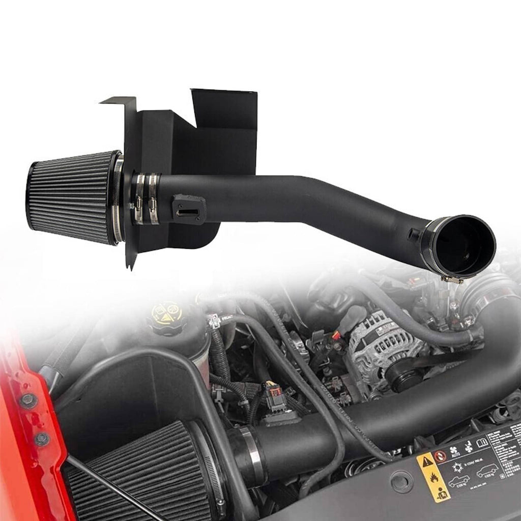 Cold air intake kit with cone air filter and black intake tube