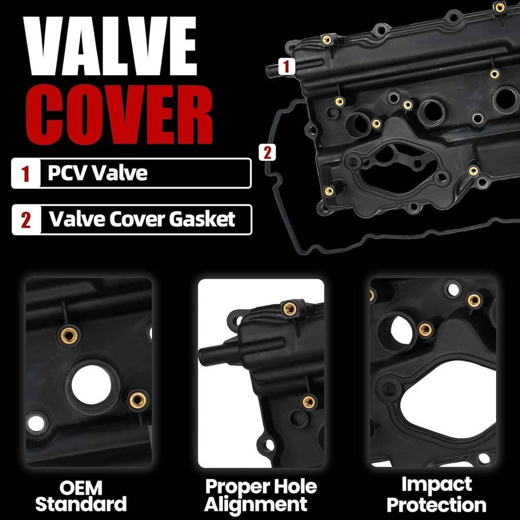 Valve cover gasket kit with PCV valve area and included gasket components
