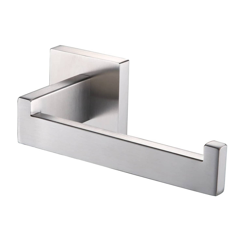 Brushed nickel toilet paper roll holder without shelf, wall-mounted design