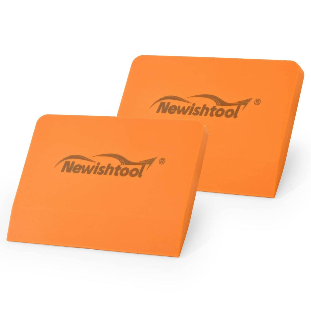 Orange soft silicone squeegees, Newishtool logo, square pads set of 2.