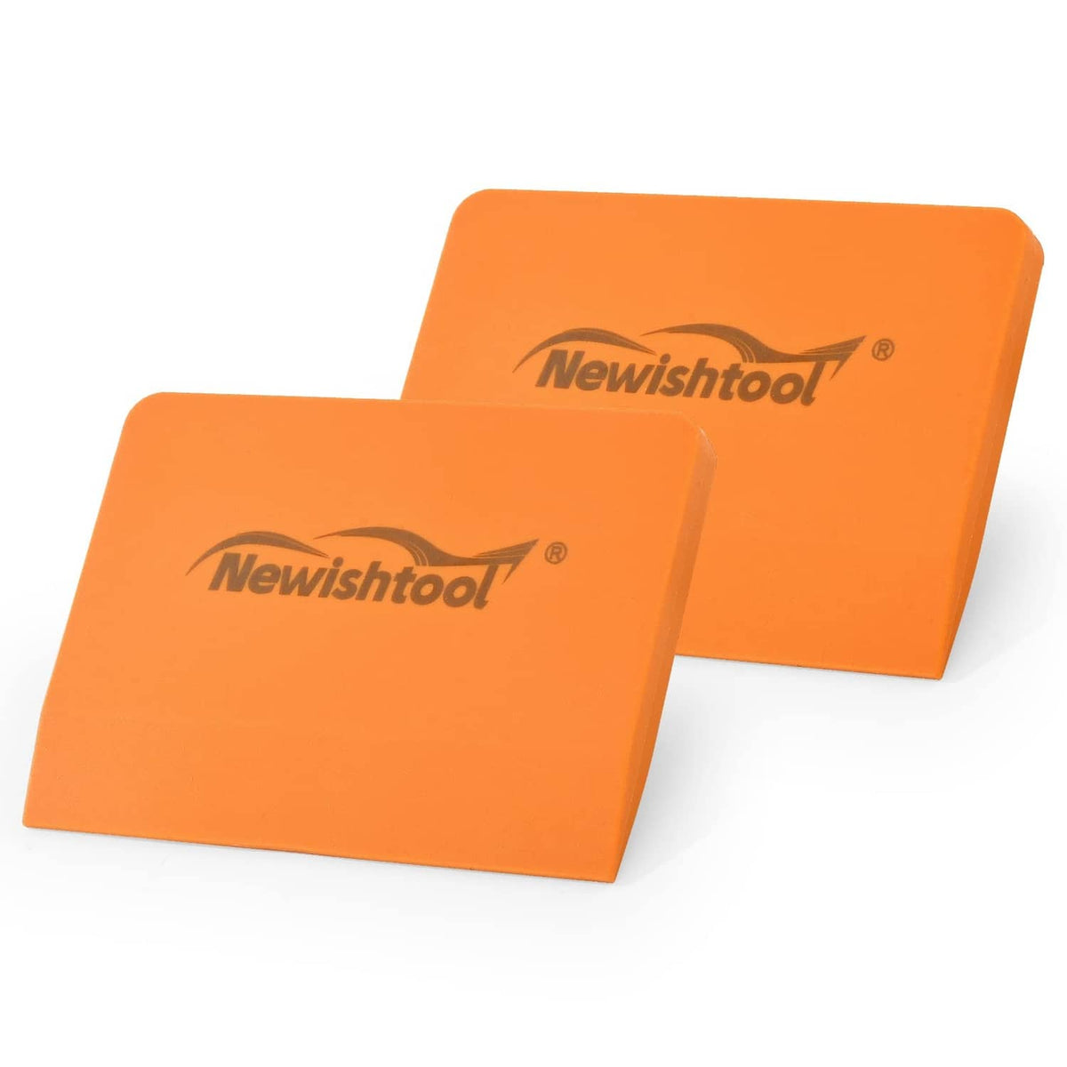Orange soft silicone squeegees, Newishtool logo, square pads set of 2.