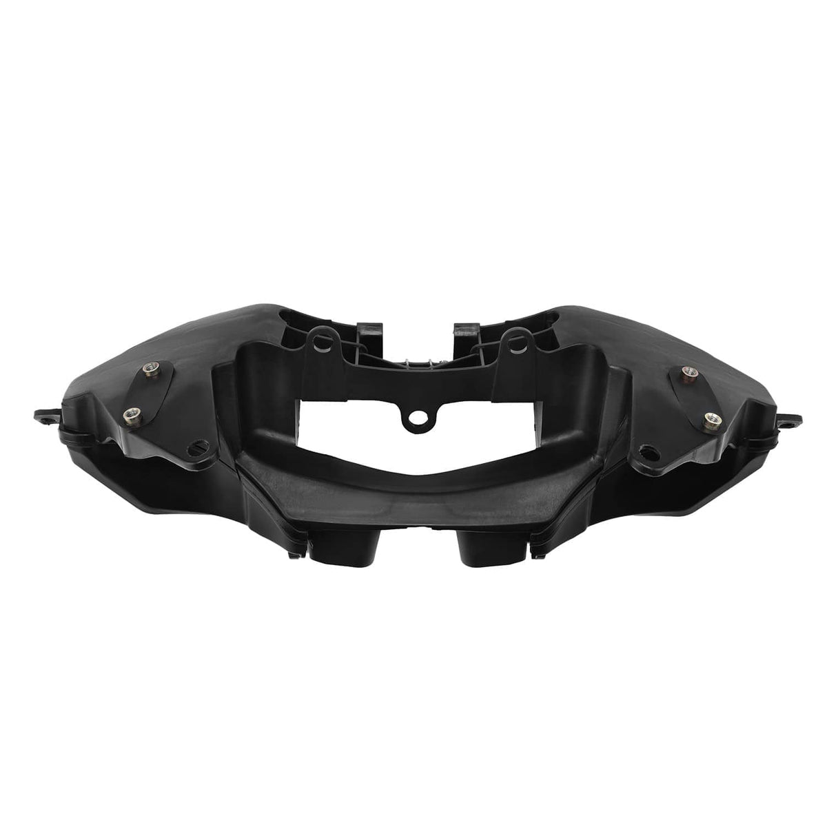 Black headlight stay bracket with inner cutout and side mounting brackets