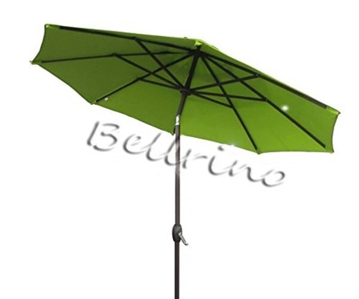 Sage green umbrella canopy replacement with black rib crossbars, side angle