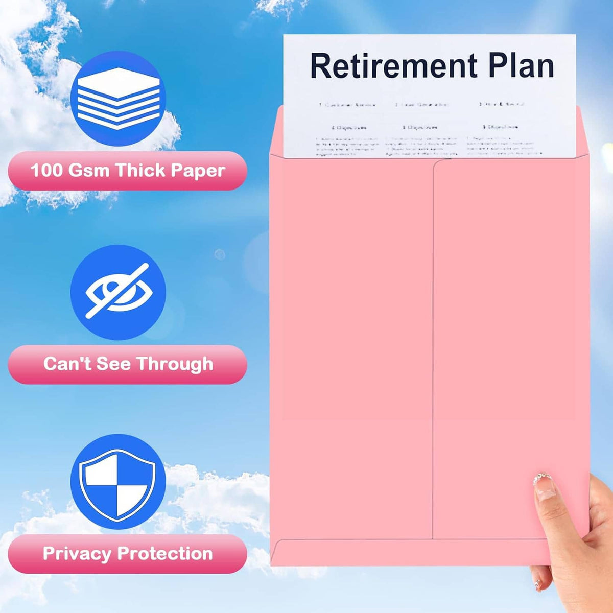 Large pink mailing envelope with two-panel flap design