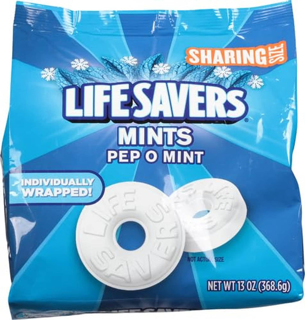 Lifesavers Mints Pep O Mint individually wrapped hard candy bag front with rings.