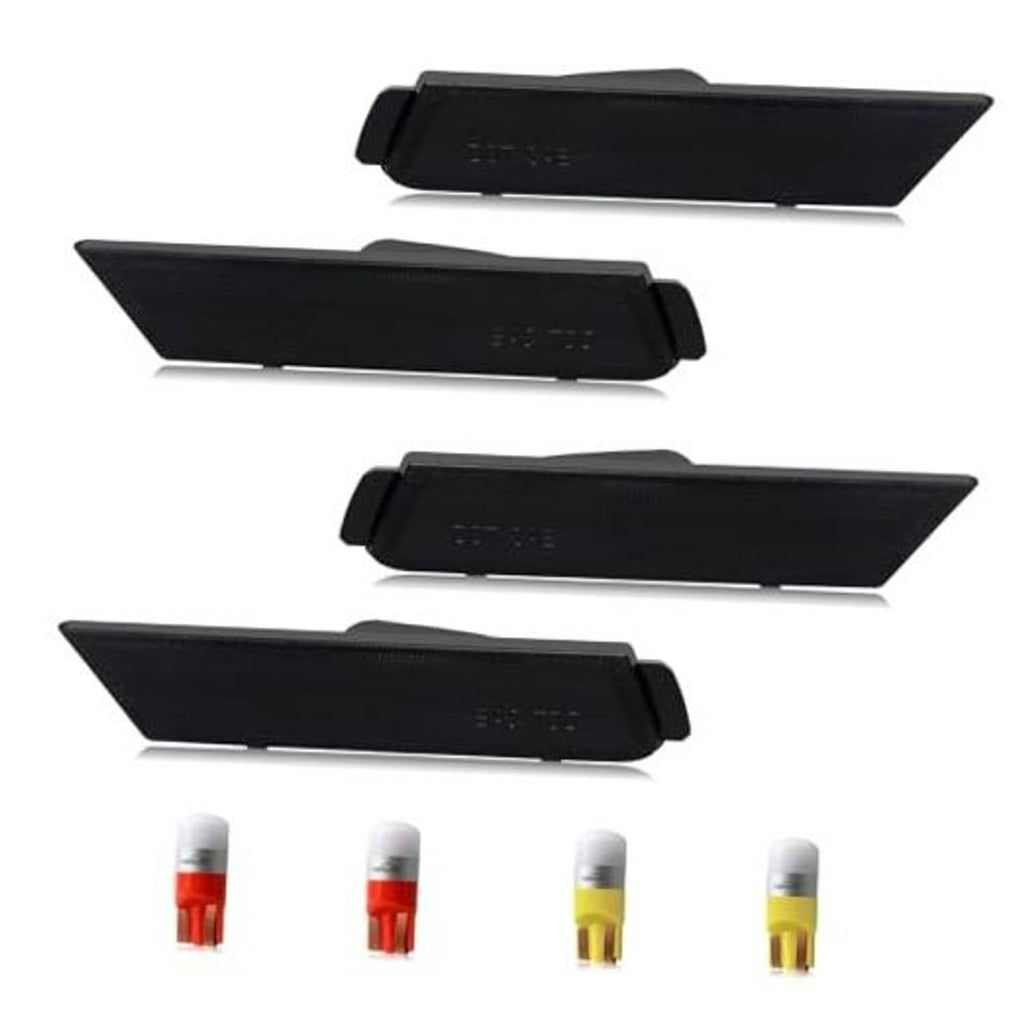 Smoked black side marker light lens set with red LED bulbs and replacement housings