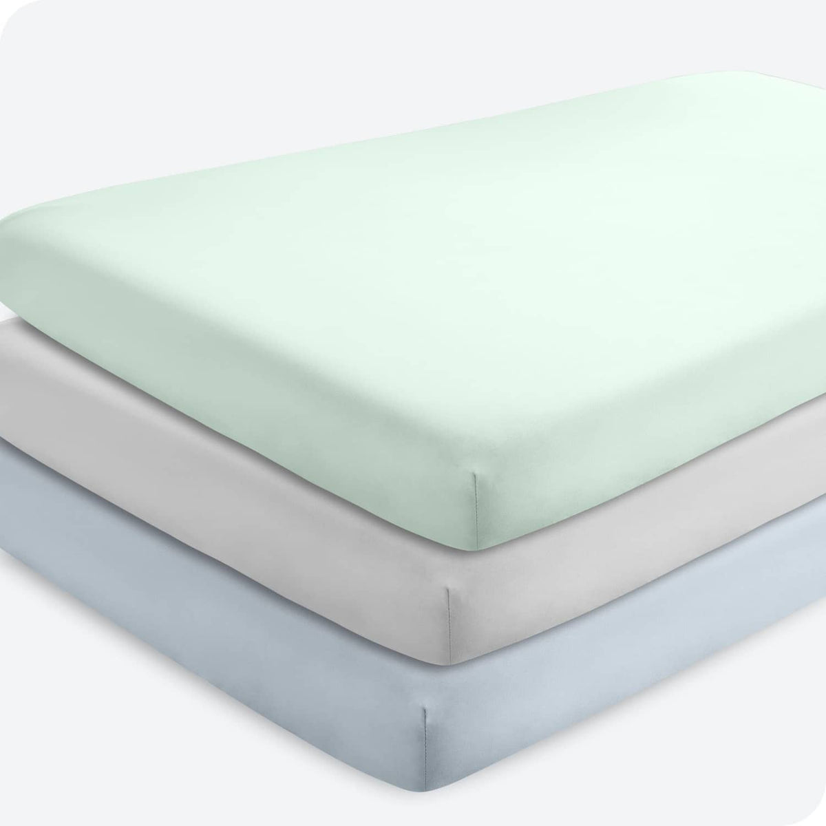 Mint green microfiber crib fitted sheet with fitted corners and elastic trim