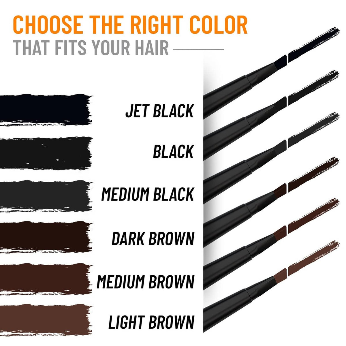 Beard filler color lineup with multiple pencil shades shown in rows
