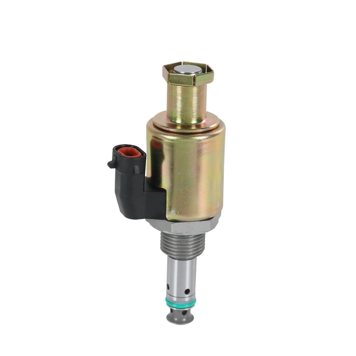Fuel injection pressure regulator valve with black sensor connector and threaded outlet