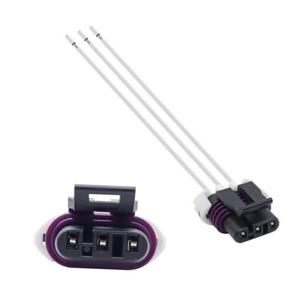 3-wire crank sensor pigtail plug with purple connector, black housing, 2-pin socket