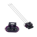 3-wire crank sensor pigtail plug with purple connector, black housing, 2-pin socket