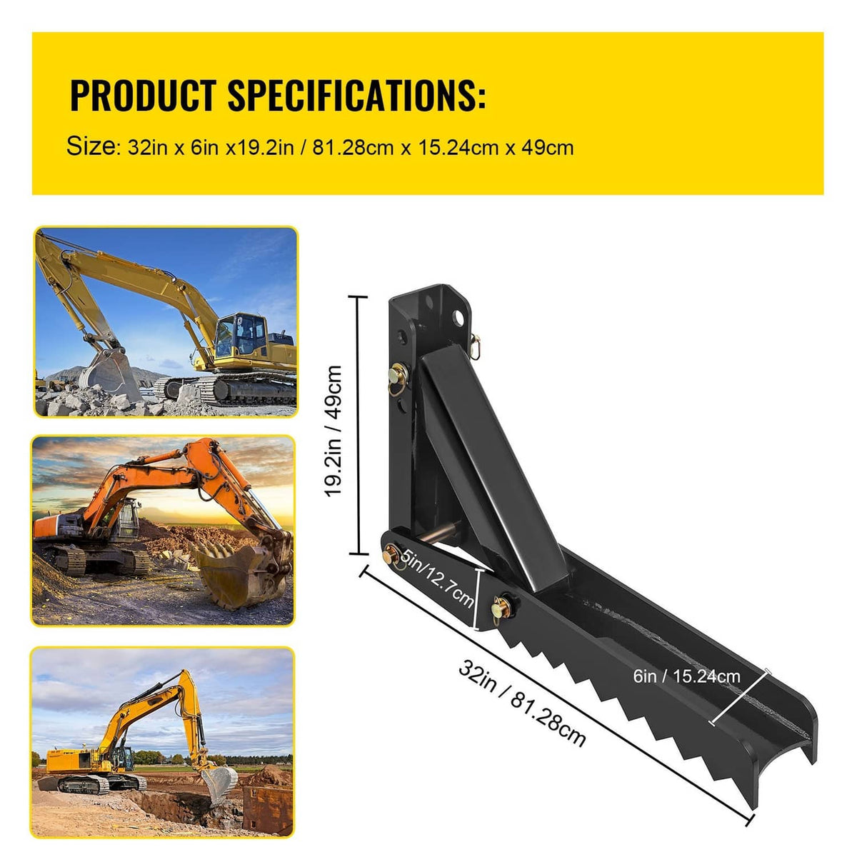 Black steel thumb claw attachment with serrated edge and bolt-on mount
