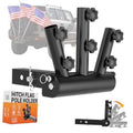 Triple hitch flag pole holder with three adjustable black mounts for truck receiver