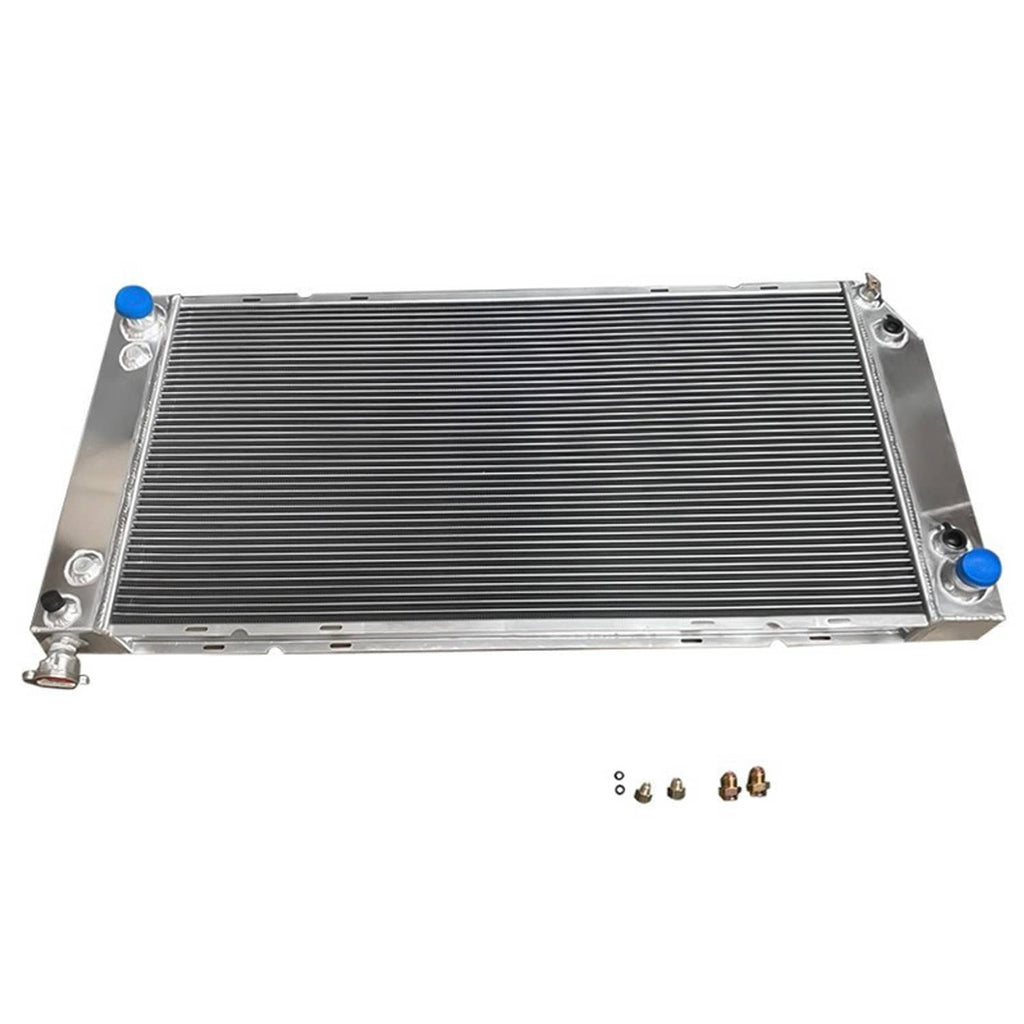 4-row aluminum radiator with rectangular cooling core and end mounting brackets