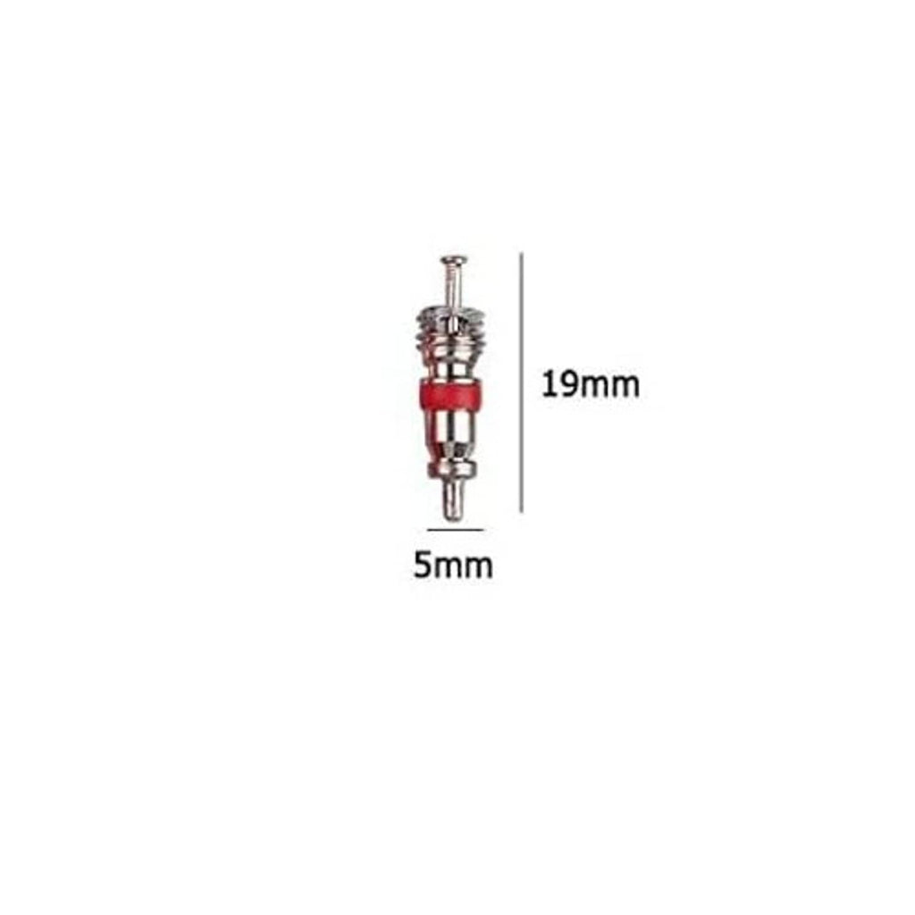 Tire valve stem core with red seal, 19mm length and 5mm size markings