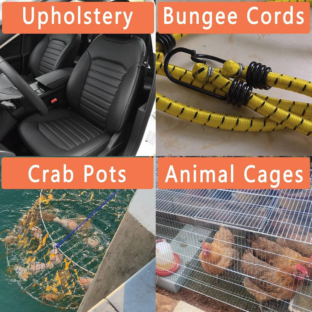 Hog ring use for upholstery, bungee cords, crab pots, and animal cages