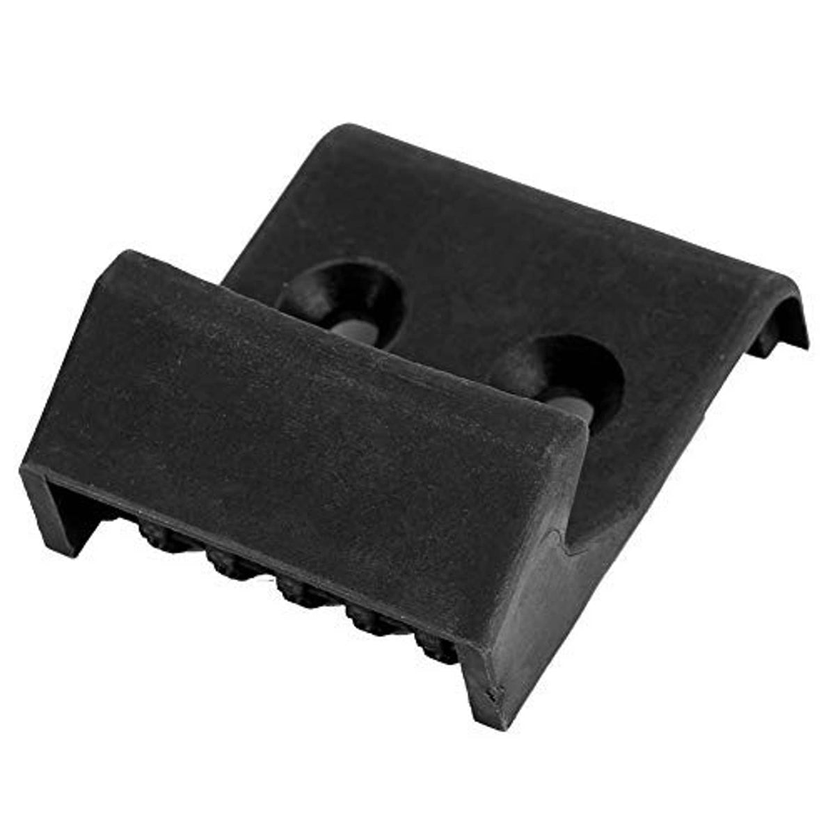 Black ABS jaw protector with two recessed openings and side latch tabs