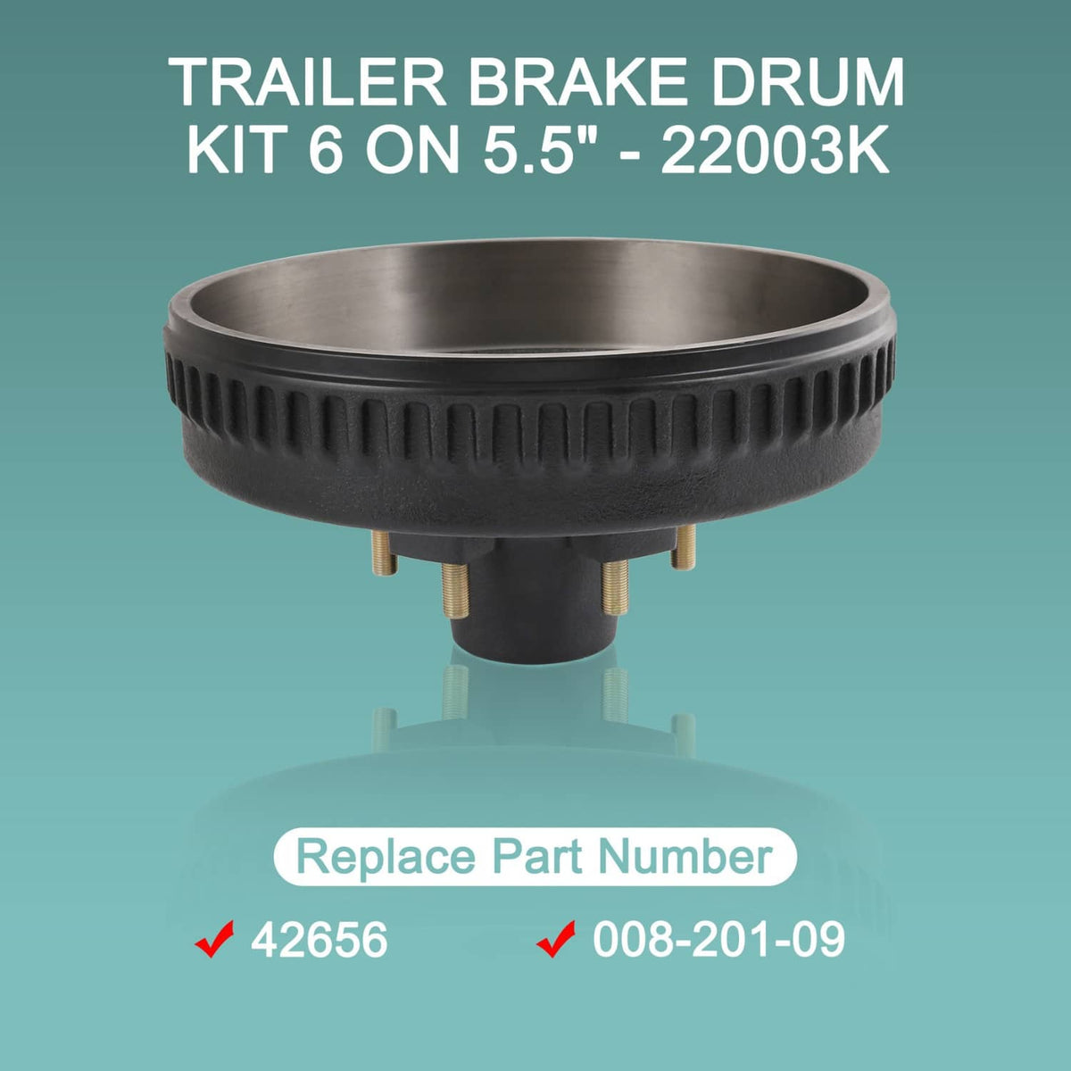 Silver brake drum surface with black vented outer rim and mounting studs