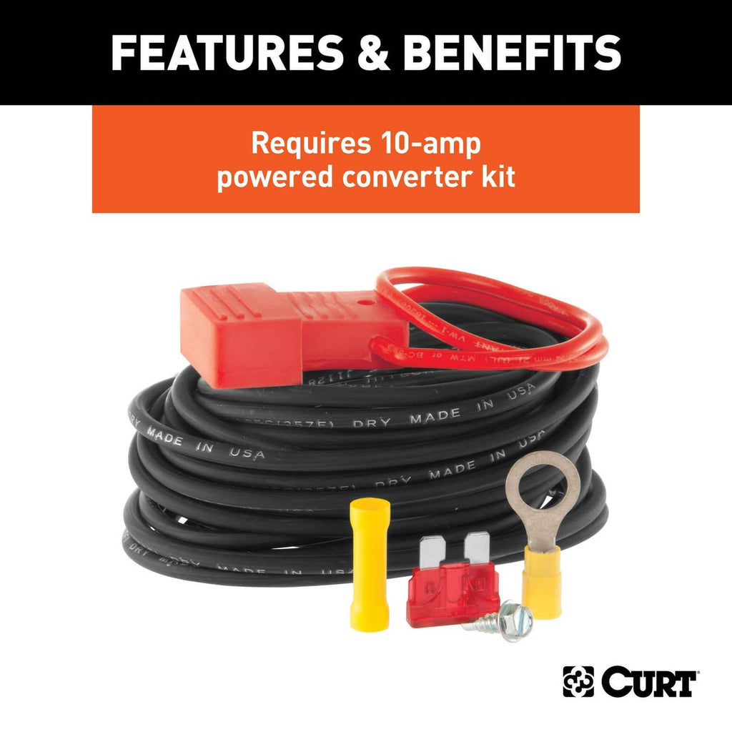 Powered converter wiring cable kit with red fuse block and black ground leads