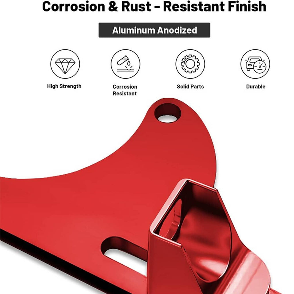 Red aluminum throttle cable bracket with corrosion-resistant anodized finish