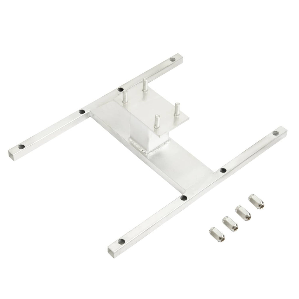Aluminum spare tire H-mount carrier with crossbar base and bolt-on bracket
