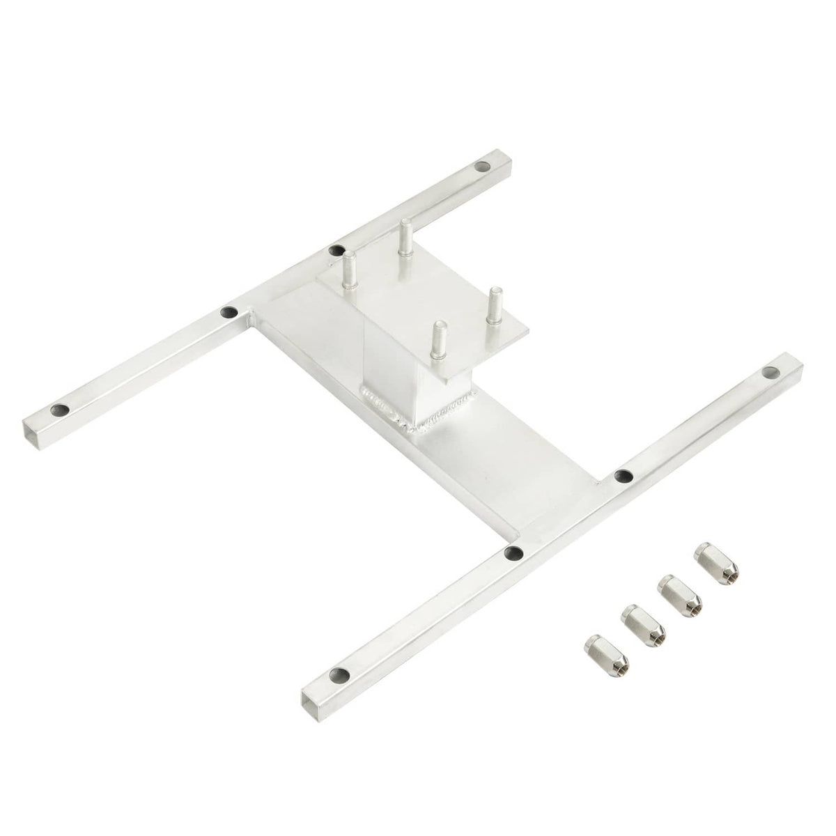Aluminum spare tire H-mount carrier with crossbar base and bolt-on bracket